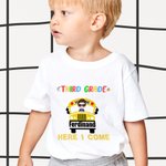 Henkilökohtainen Täältä tullaan koulubussi takaisin kouluun lapsi puuvilla t-paita ensimmäinen päivä koulussa lahja