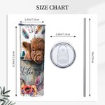 Vaso personalizado de acero inoxidable con tapa y pajita para los amantes de las vacas Baby Highland Cow In A Bucket 20oz