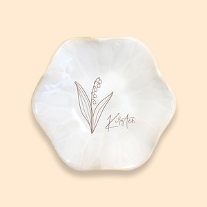 Personalised Ceramic Birth Flower Ring Dish Decorative Floral Trinket Bowl Jewellery Tray Organizer Wedding Engagement Birthday Mother's Day Gift