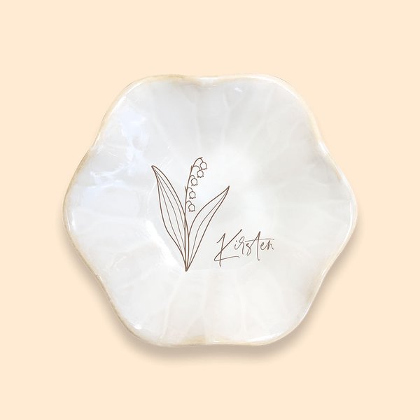 Ceramic Birth Flower Trinket Dish Floral Jewelry Tray