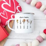 Personalised Birth Month Flower Enamel Mug Birthday Mother's Day Gift for Grandma Mom