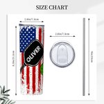 Personalisierte lustige Pickleball Becher amerikanische Flagge Element 20oz Skinny Becher mit Strohhalm Reinigungsbürste Sport Lover Geschenk Geburtst