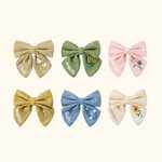 Personalized Colorful Hair Bow Clip with Embroidered Flowers and Name Gift for Girl and Toddler