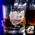 Verre à Whisky Personnalisé avec Photo de Famille Cadeau de Noël Fête des Pères pour Homme Mari Ami