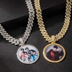Personalisierte Männer Iced Out Cuban Halskette Foto Anhänger Halskette Hip Hop Schmuck Familie Keepsake Geburtstagsgeschenk für ihn