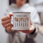 Personalised Birth Month Flower Enamel Mug Birthday Mother's Day Gift for Grandma Mom