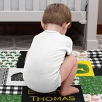 Couverture de Pouponnière Personnalisée avec Nom de Bébé Design Tracteur Agricole Cadeau d'Anniversaire Baby Shower Noël pour Enfant