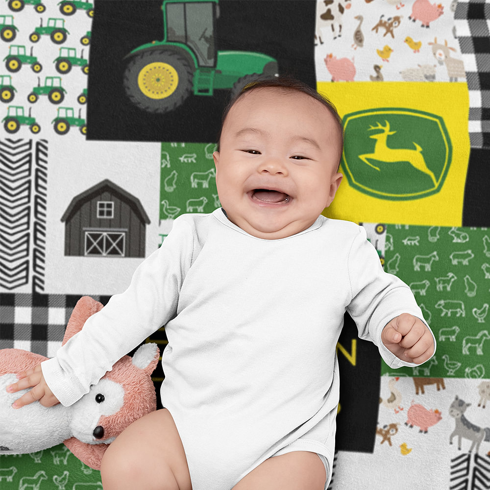 Personalized Quilt Farm Style Tractor Farming Baby Name Nursery Theme