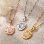 Personalised Vintage Moonstone Necklace with Engraved Text Mother's Day Anniversary Birthday Gift for Girlfriend Mother Wife Best Friend