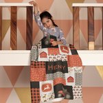 Couverture de Pouponnière Personnalisée avec Nom de Bébé Design Tracteur Agricole Cadeau d'Anniversaire Baby Shower Noël pour Enfant