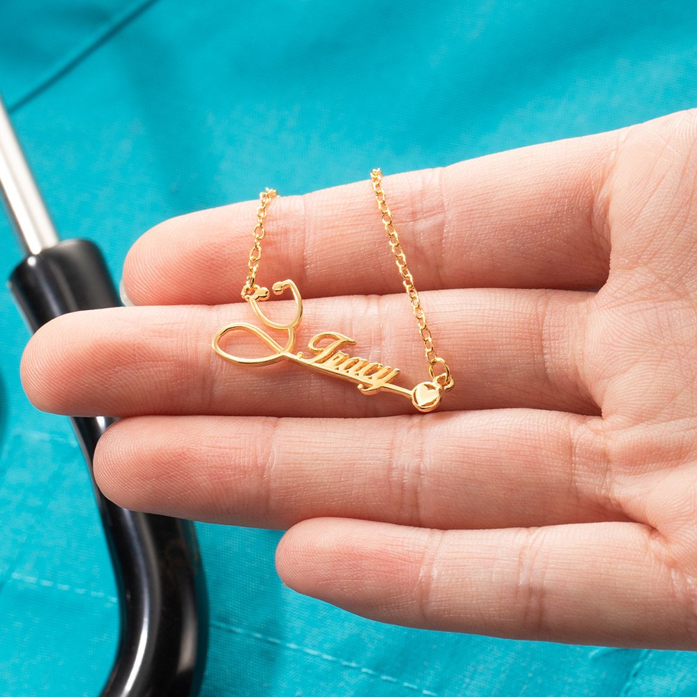 Collana Con Stetoscopio Per Medico: Gioiello In Acciaio Inox Con Biglietto Ispiratore, Regalo Laurea
