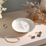Personalised Ceramic Birth Flower Trinket Jewellery Dish with Name Wedding Engagement Birthday Mother's Day Gift for Her