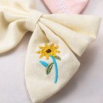 Personalized Colorful Hair Bow Clip with Embroidered Flowers and Name Gift for Girl and Toddler
