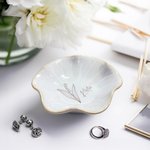 Personalised Ceramic Birth Flower Trinket Jewellery Dish with Name Wedding Engagement Birthday Mother's Day Gift for Her