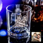 Verre à Whisky Personnalisé avec Photo de Famille Cadeau de Noël Fête des Pères pour Homme Mari Ami