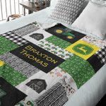 Couverture de Pouponnière Personnalisée avec Nom de Bébé Design Tracteur Agricole Cadeau d'Anniversaire Baby Shower Noël pour Enfant