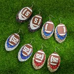 Personliga örhängen med fotbollsform och glitter i tre lager med tröjnummer för fotbollsmamma och fotbollsälskare