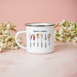 Personalised Birth Month Flower Enamel Mug Birthday Mother's Day Gift for Grandma Mom