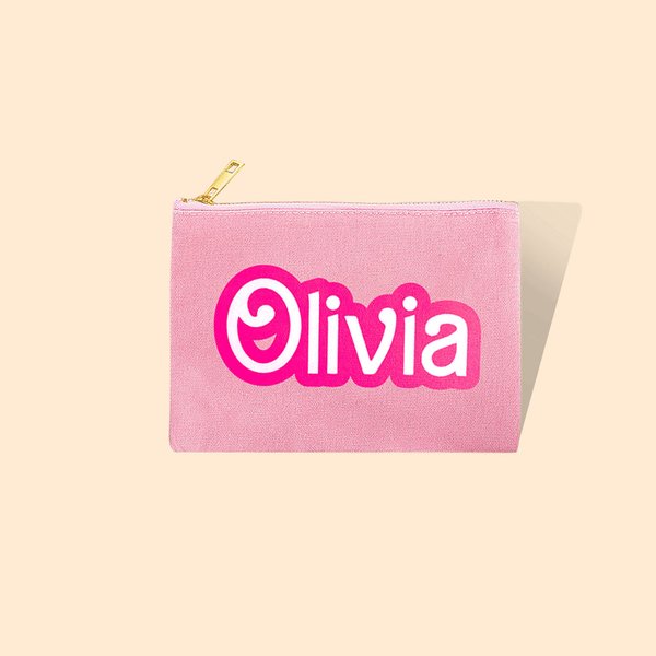 Trousse de toilette rose personnalisée avec nom pour douche nuptiale Fête des mères Cadeau d'anniversaire pour demoiselle d'honneur Mère Sœur