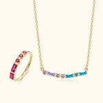 Personalizada Morse collar de código y el anillo con el corazón de piedra de nacimiento de la boda Día de la Madre de Navidad de regalo para la dama d