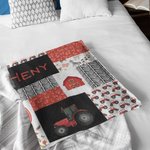 Couverture de Pouponnière Personnalisée avec Nom de Bébé Design Tracteur Agricole Cadeau d'Anniversaire Baby Shower Noël pour Enfant