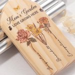 Personalised Vintage Birth Flower Wind Chime with Wood Plate Floral Garden Decor Mother's Day Birthday Gift for Mom Grandma