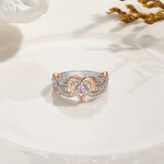 Personalised Infinity Rose Gold Heart Design Promise Engagement Ring with Birthstone Birthday Wedding Gift for Her