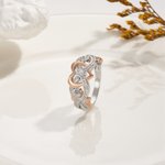 Personalised Infinity Rose Gold Heart Design Promise Engagement Ring with Birthstone Birthday Wedding Gift for Her