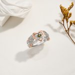 Personalised Infinity Rose Gold Heart Design Promise Engagement Ring with Birthstone Birthday Wedding Gift for Her