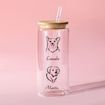 Personalised Pet Portrait Coffee Cup with Name 20oz Dog Photo Soda Can Glass with Bamboo Lid and Straw Pet Lover Gift Birthday Gift