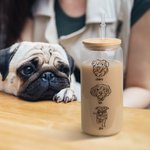 Personalised Pet Portrait Coffee Cup with Name 20oz Dog Photo Soda Can Glass with Bamboo Lid and Straw Pet Lover Gift Birthday Gift