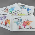 Personalised Colorful Travel Document Holder Cotton Zip Pouch with Name Anniversary Birthday Travel Gift for Her or Him Family or Friend