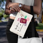 Personalised Colorful Travel Document Holder Cotton Zip Pouch with Name Anniversary Birthday Travel Gift for Her or Him Family or Friend