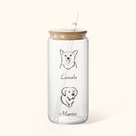 Personalised Pet Portrait Coffee Cup with Name 20oz Dog Photo Soda Can Glass with Bamboo Lid and Straw Pet Lover Gift Birthday Gift