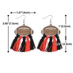 Personalized A Pair of Bohemian Style Wood Football Earrings with Team Color Tassel and Engraved Text Gift for Football Fans Friend or Family