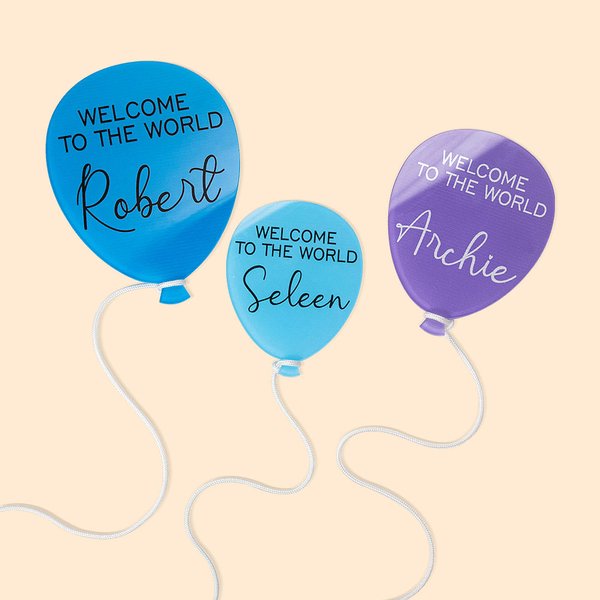 Welcome to the World Balloon Acrylic Name Plaque