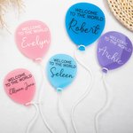 Personalized Welcome to the World Balloon Acrylic Name Plaque Sign for Newborn  Birth Announcement Arrival Photo Prop Baby Shower Gift
