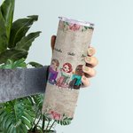 Regalo de cumpleaños personalizado para hermanas Besties Will Always Be Connected By Heart Straight Skinny Tumbler