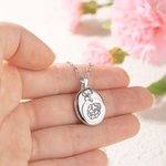 Personalised Photo and Text Oval Locket Necklace with Engraved Birth Flower Disc Charm Mother's Day Birthday Gift for Women Girls
