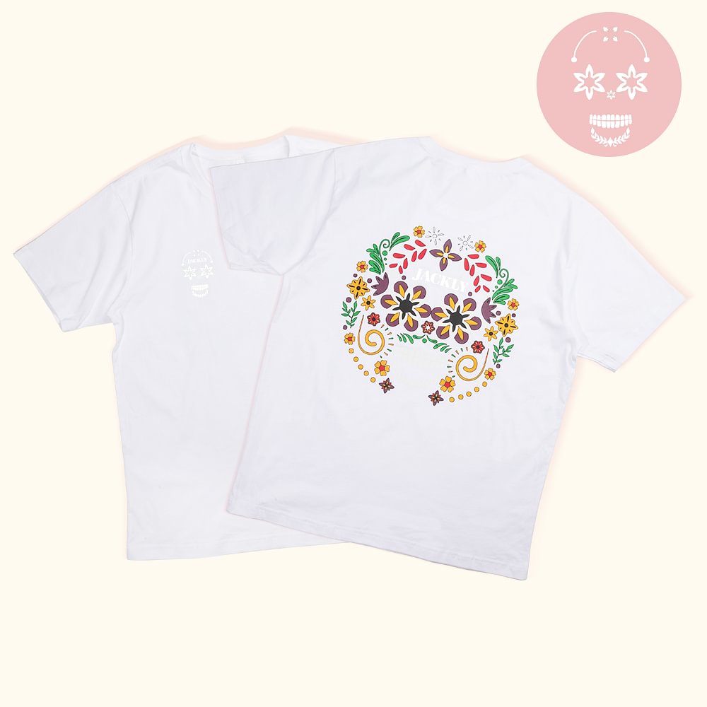 T-shirt ou Sweatshirt Personnalisé avec Nom à Motif Luisant de Crâne Calavera Cadeau Jour des Morts Mexique Halloween