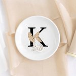 Henkilökohtainen Bohemian Style Hääsormus tarjotin kihlaussormus Dish kanssa Initial ja nimi lahja morsiusneito