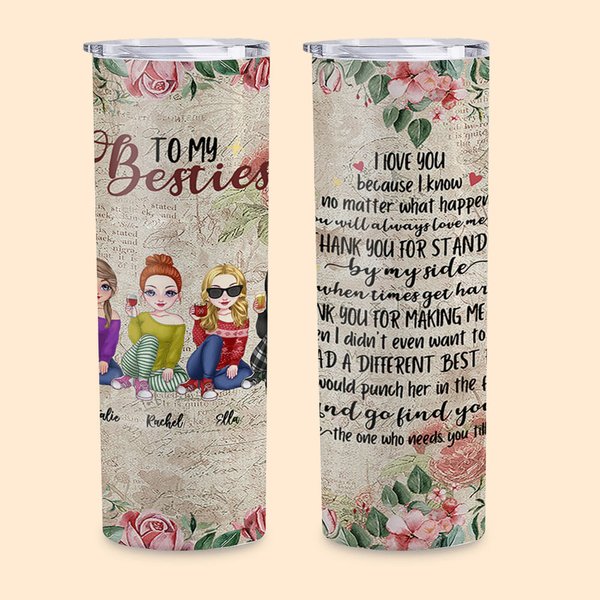Personalizzato Vintage Rose Element Sister Love Forever Straight Skinny Tumbler Regalo per la sorella