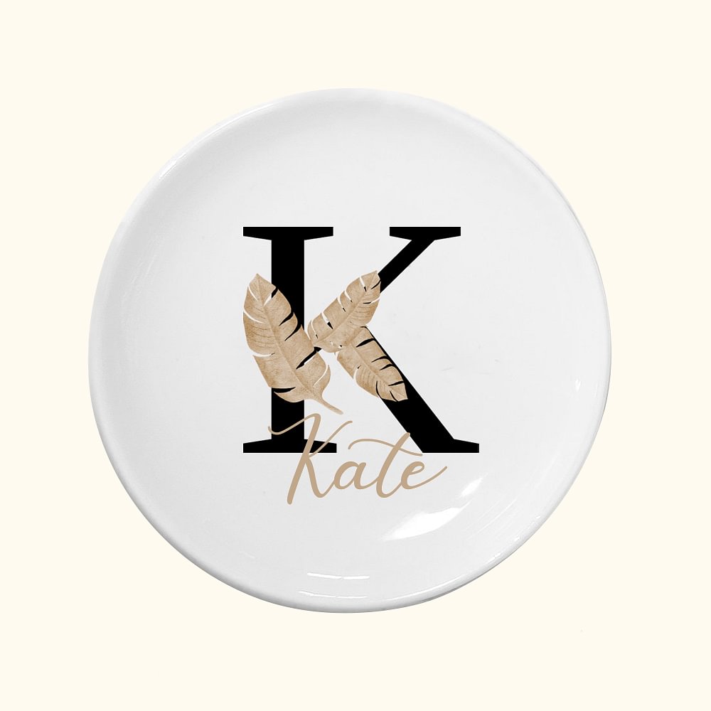 Plateau à bagues de fiançailles personnalisé avec initiales et nom Cadeau pour demoiselle d'honneur