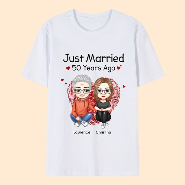 Personalized Just Married Many Years Ago T-shirt Valentine's Day Birthday Anniversary Gift for Couple Wife Girlfriend Husband