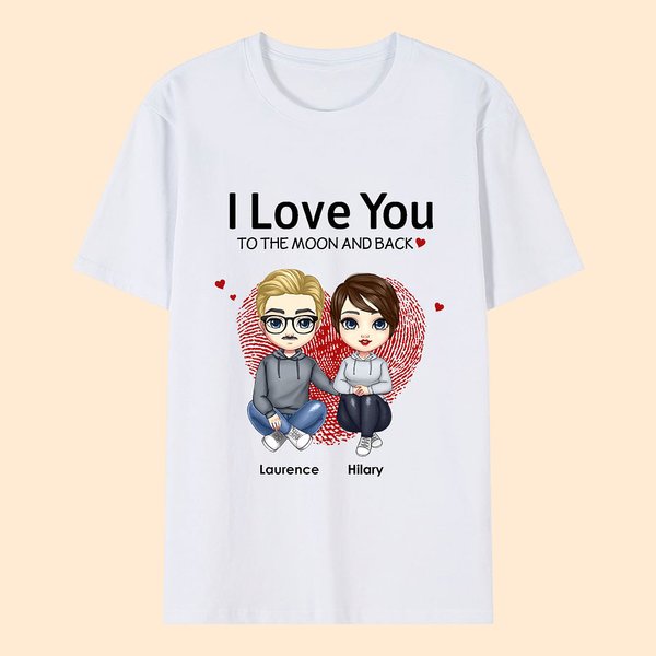 Personalized I Love You To The Moon And Back T-shirt Comfortable Soft Valentine's Day Birthday Gift for Couple Wife Girlfriend Husband