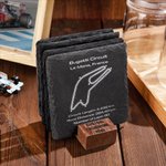 Personalized Racing Car Circuit Race Track Engraved Slate Coaster Set with Text Birthday Gift for Auto Enthusiasts or Motorsport Lovers