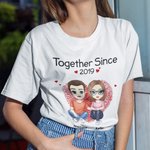 Personalised Together Since 2019 T-shirt Soft and Comfortable Valentine's Day Birthday Anniversary Gift for Couple Girlfriend Wife Husband