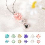 Personalized Brass Projection Necklace with Daisy Flowers Anniversary Gift Birthday Gift for Her