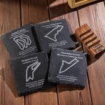 Personalized Racing Car Circuit Race Track Engraved Slate Coaster Set with Text Birthday Gift for Auto Enthusiasts or Motorsport Lovers