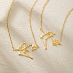 Collier à Personnaliser avec Fleur de Naissance et Constellation Zodiacale Cadeau de Noël et de Saint-Valentin pour Femmes